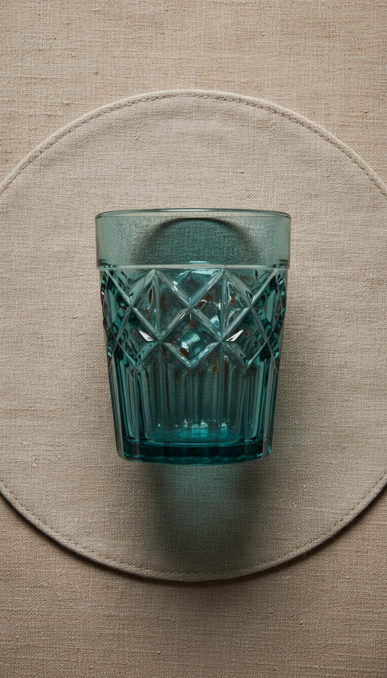 Sculpted Glass Water Tumblers Pair