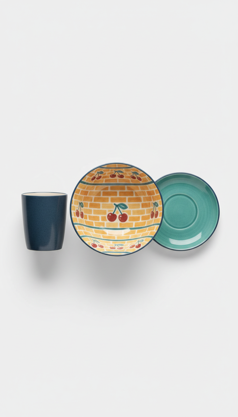 Cherry Brick patterned cereal bowl