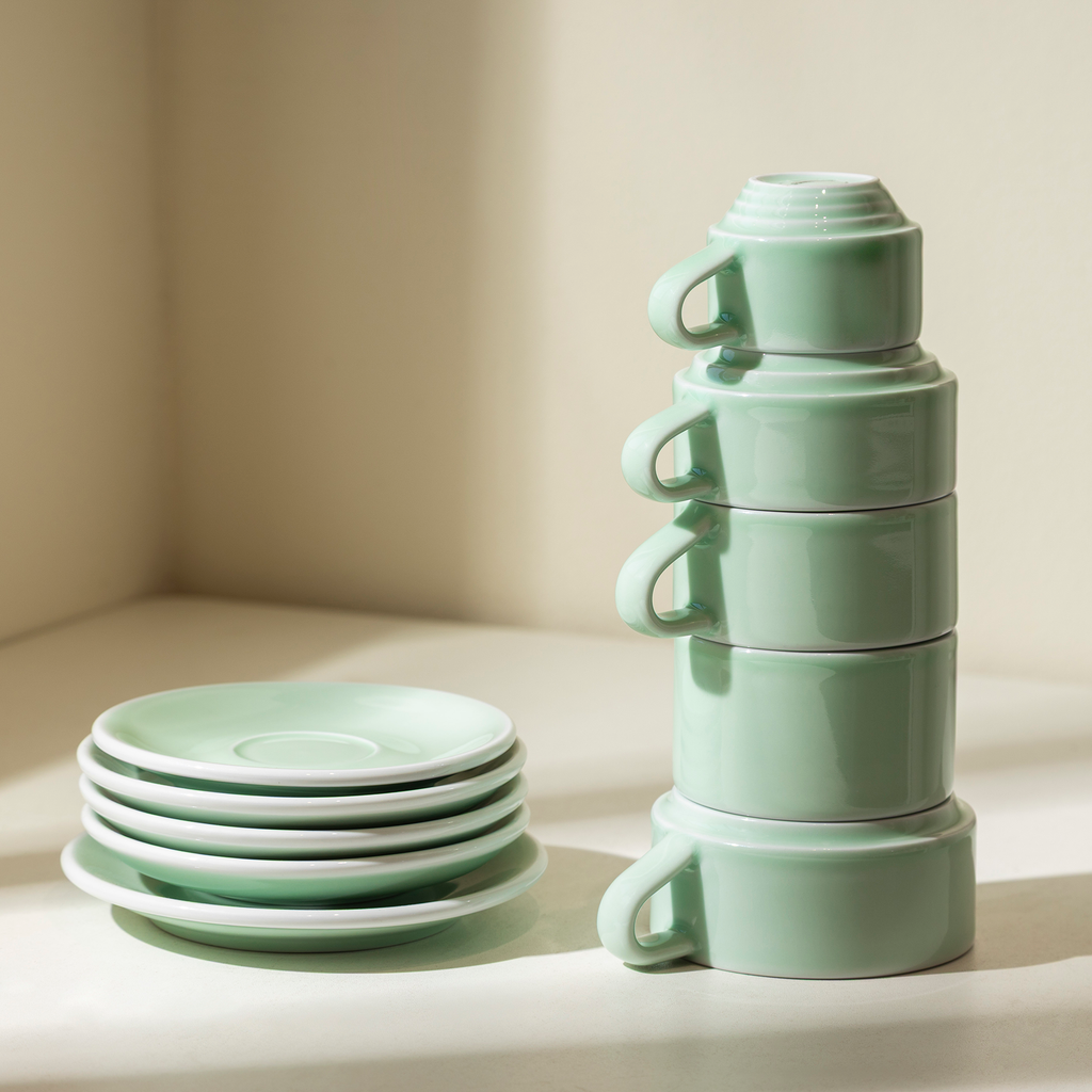 Set of 5 - All Size Deco Cups and Saucers