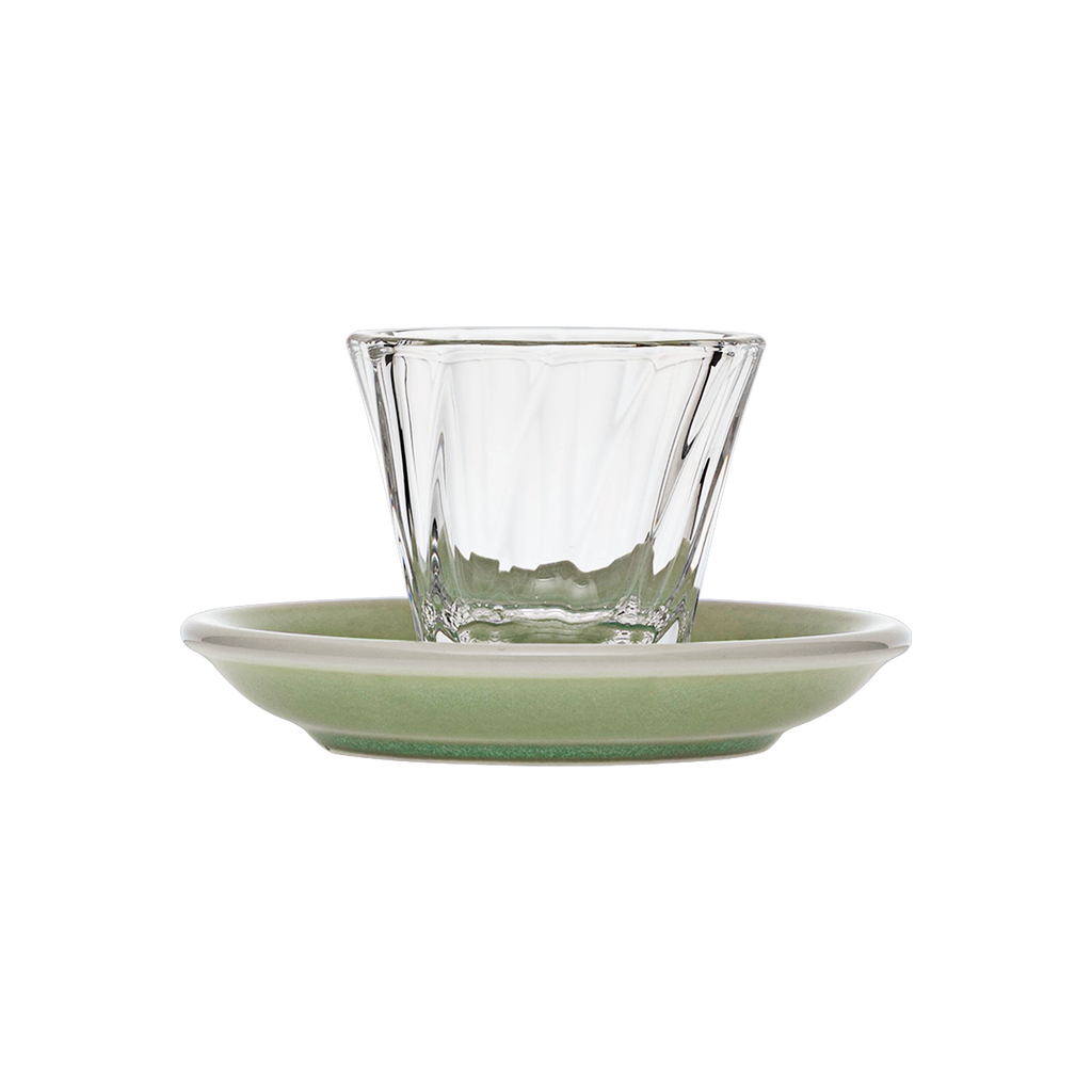 70ml Twisted Espresso Glass  and 11.5cm Espresso Saucer