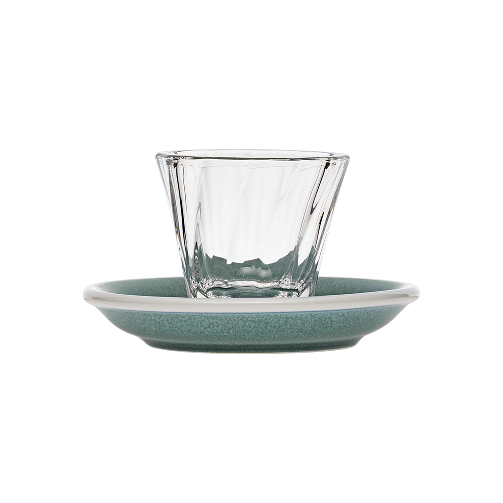 70ml Twisted Espresso Glass  and 11.5cm Espresso Saucer